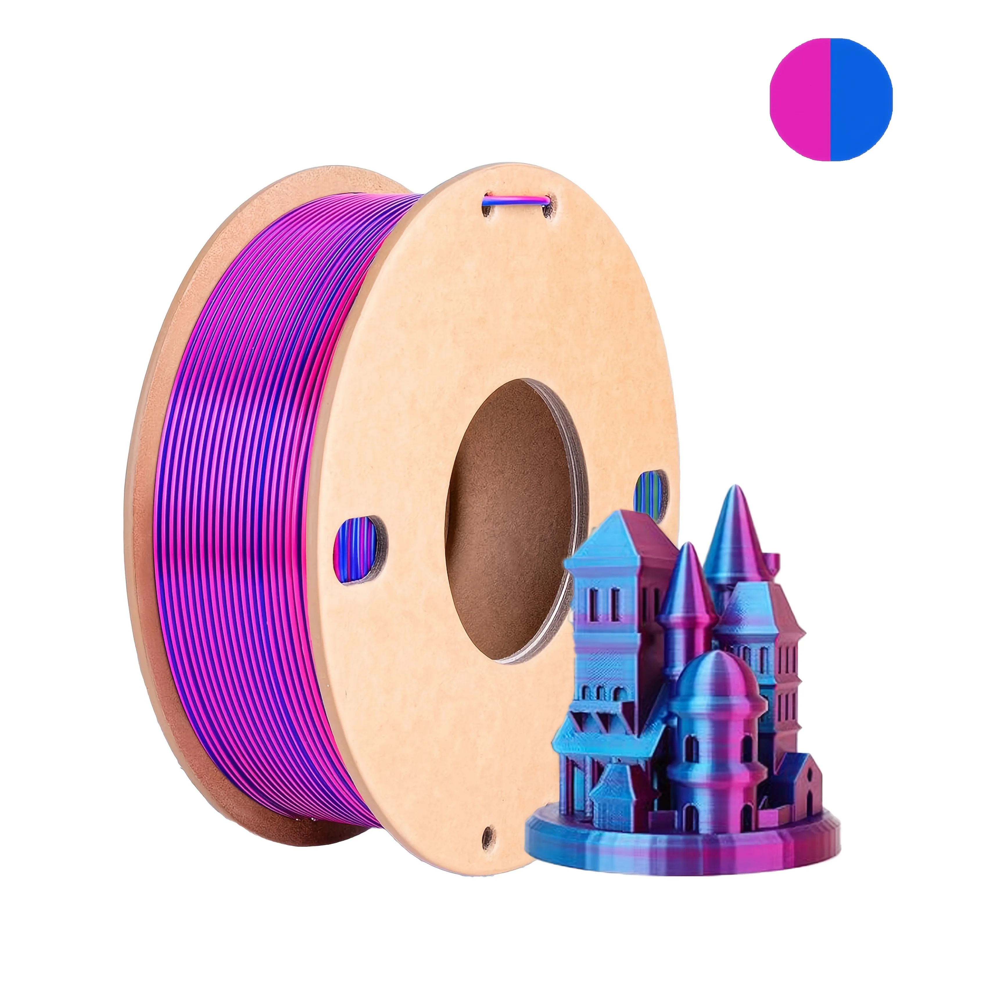 Driekleurig PLA-zijdefilament 250 g per rol Nettogewicht, geschikt voor FDM 3D-printers, 1,75 mm zijde PLA 3D-printmateriaal.