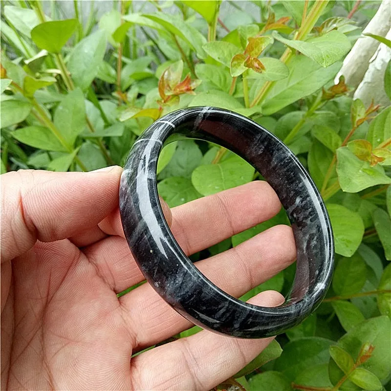 Natural Black Bracelet Hand Carved Wide Jade Bracelet Fashion Boutique Jewelry Men's and Women's Black Jade Bracelet