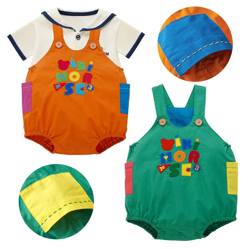 

Детские летние шорты-комбинезоны 2026 в японском стиле с милым принтом лягушки, разноцветные, с карманами и надписями