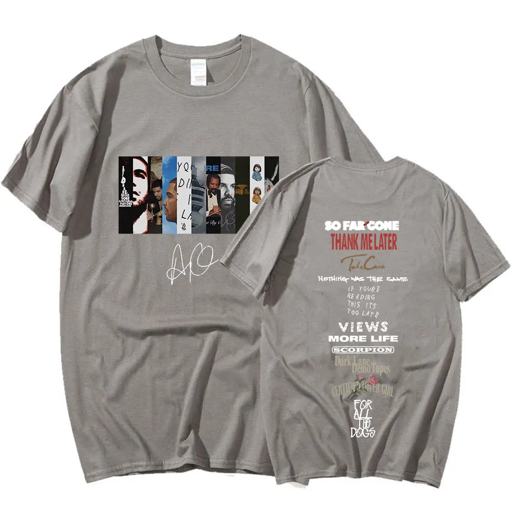 مغني الراب دريك ألبوم الموسيقى الجرافيك تي شيرت الرجال النساء الهيب هوب خمر الجمالية قصيرة الأكمام المتضخم تي شيرت Harajuku الشارع الشهير