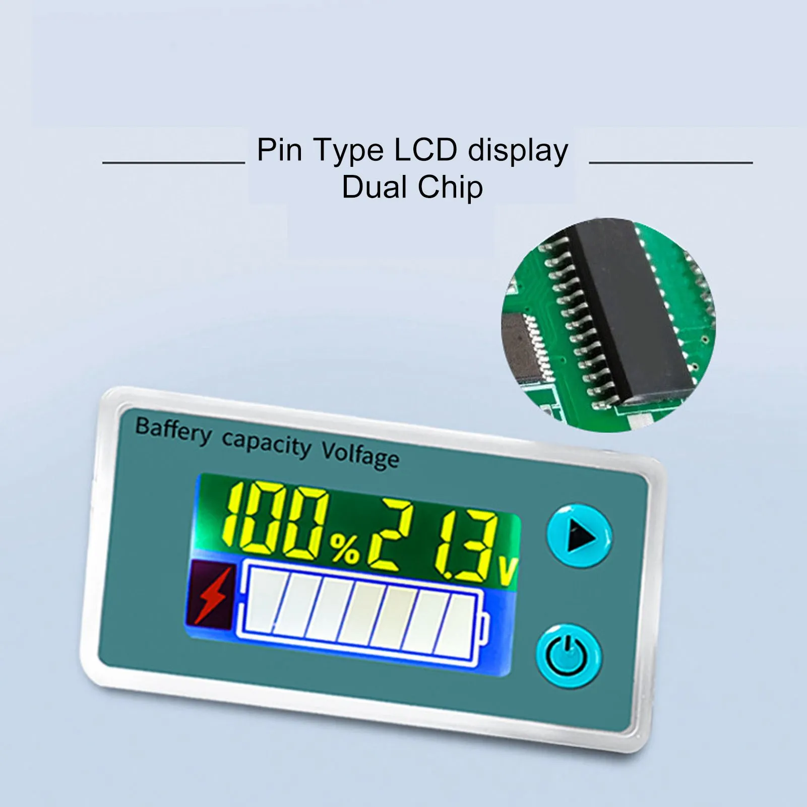 Indicador de bateria digital, LCD, testador de tensão de capacidade para motocicleta, ácido, Li Ion Baterias, 10-100V