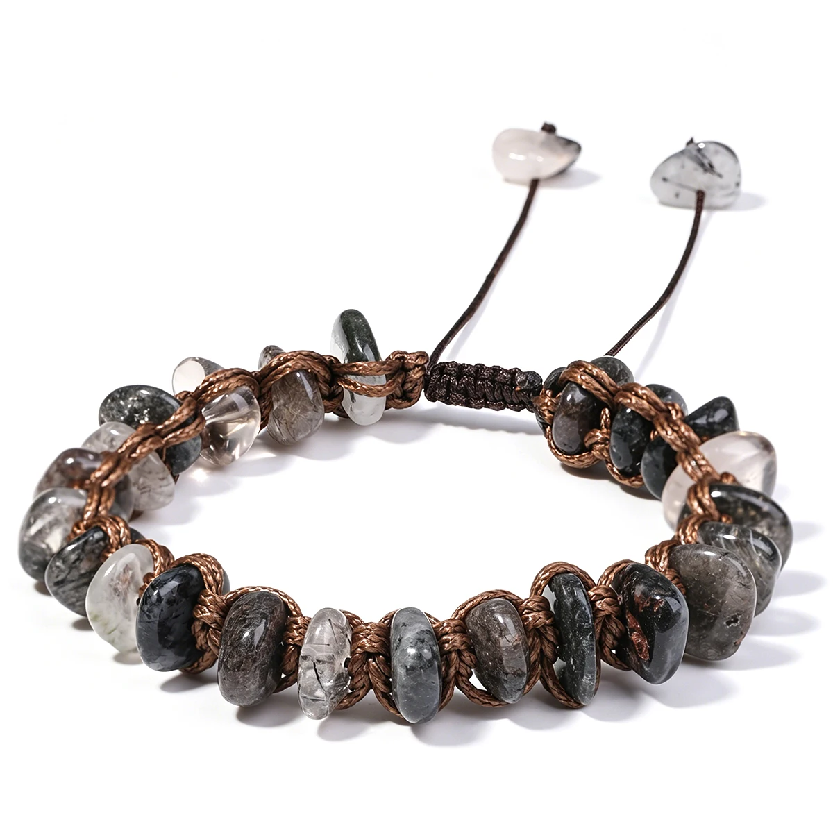 Natural Stone Adjustable Wax Rope Woven Bracelet, Healing Energy Crystal Stone Bracelet Protective Gemstone Jewelry Gift