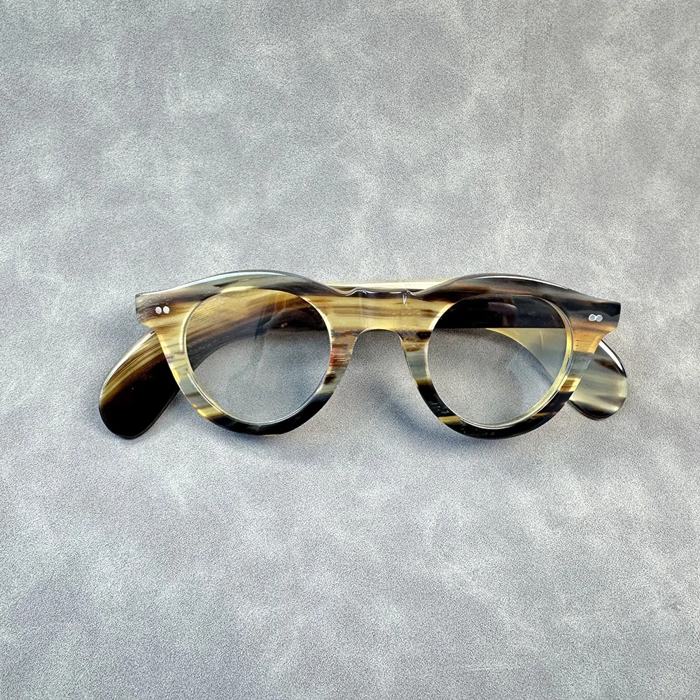 Eyeglass Frames Unique Vintage Cat Eye Graduated Lenses Handmade Natural Horn Man Prescription Glasses Frames Myopia Eyeglasses