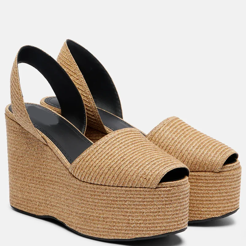 Plaform Gingham Peep Toe Sandals Sexy Round Toe Wedges Shingback Back Straps Accept Customized New Arrivals Fashion Women Shoes