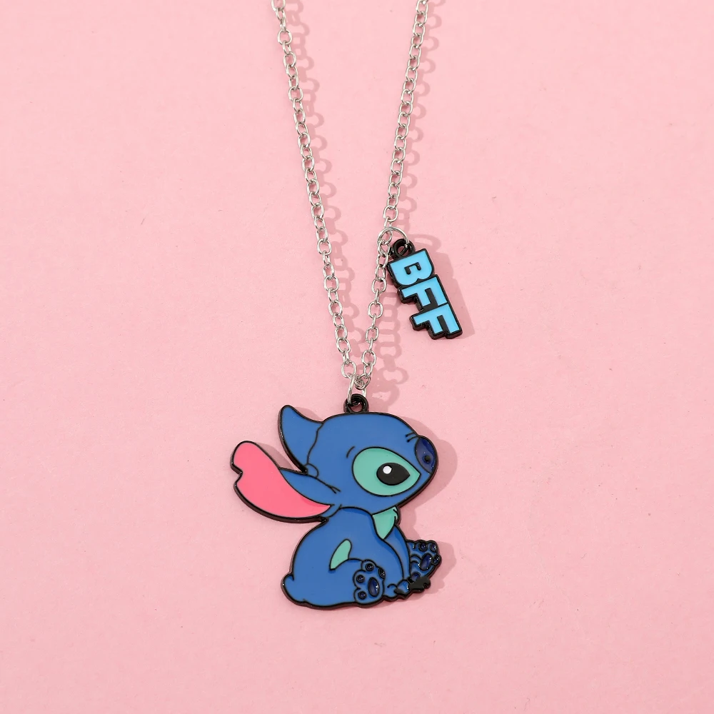 2PCSThis Adorable Pair of Disney Characters Stitch & Lilo Pendant Necklace Makes a Great Birthday or Valentine's Gift.