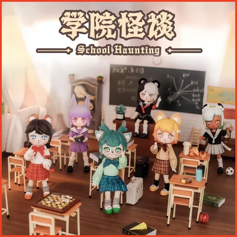 

Hot Anime Penny Box Blind Box Toys School Haunting Series Action Figure Model Dolls Figurines 1/12 Bjd Cute Kids Christmas Gifts