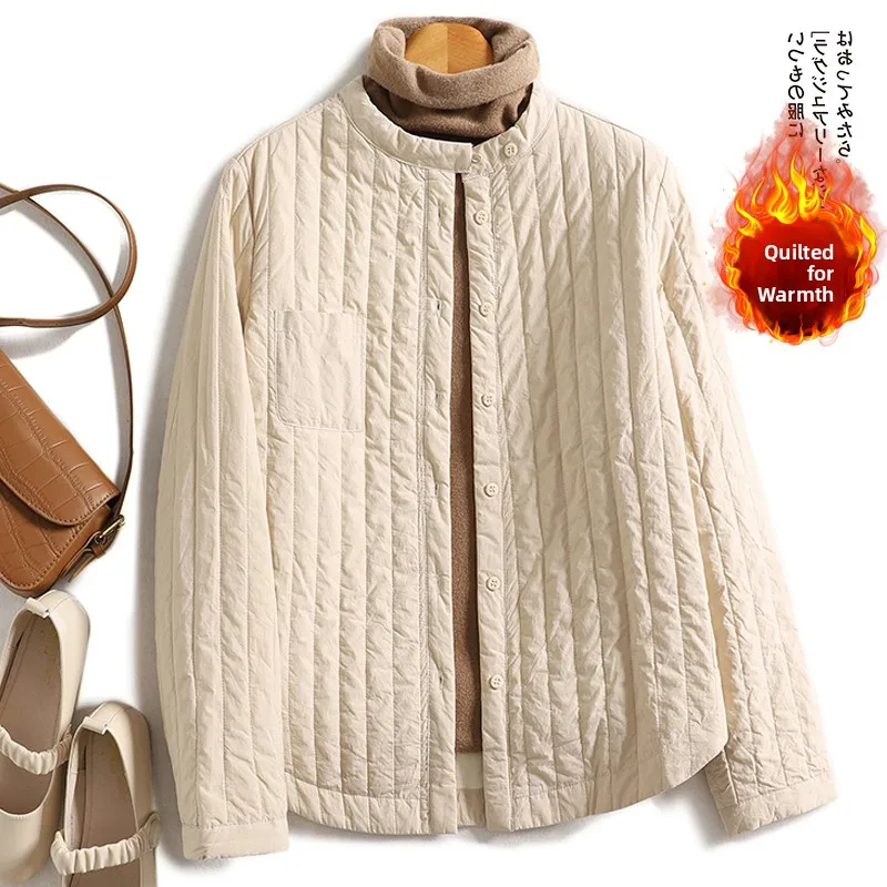 Casual katoenen jas dames winter Faion ronde Ne thermische jas groot formaat knop ket detail warme katoenen gewatteerde bovenkleding