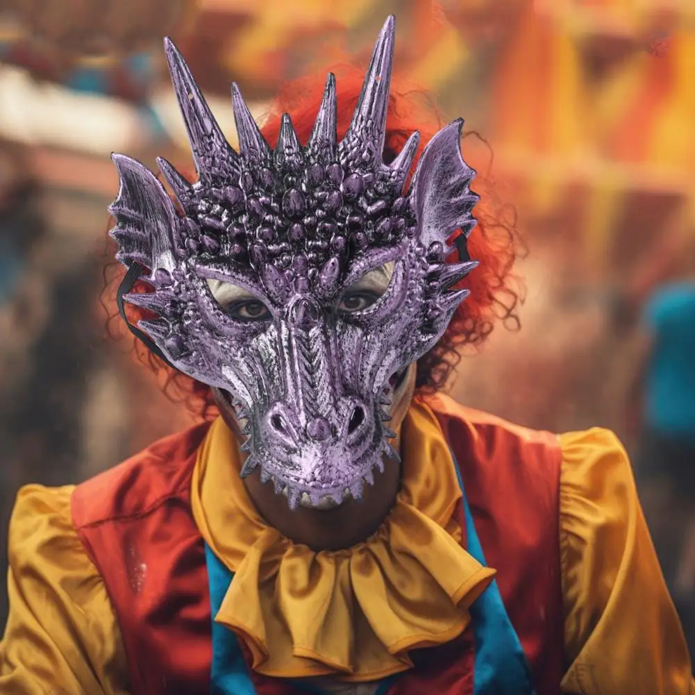 3d Dragon Face Guard Colorful Dragon Headgear Face Guard for Stage