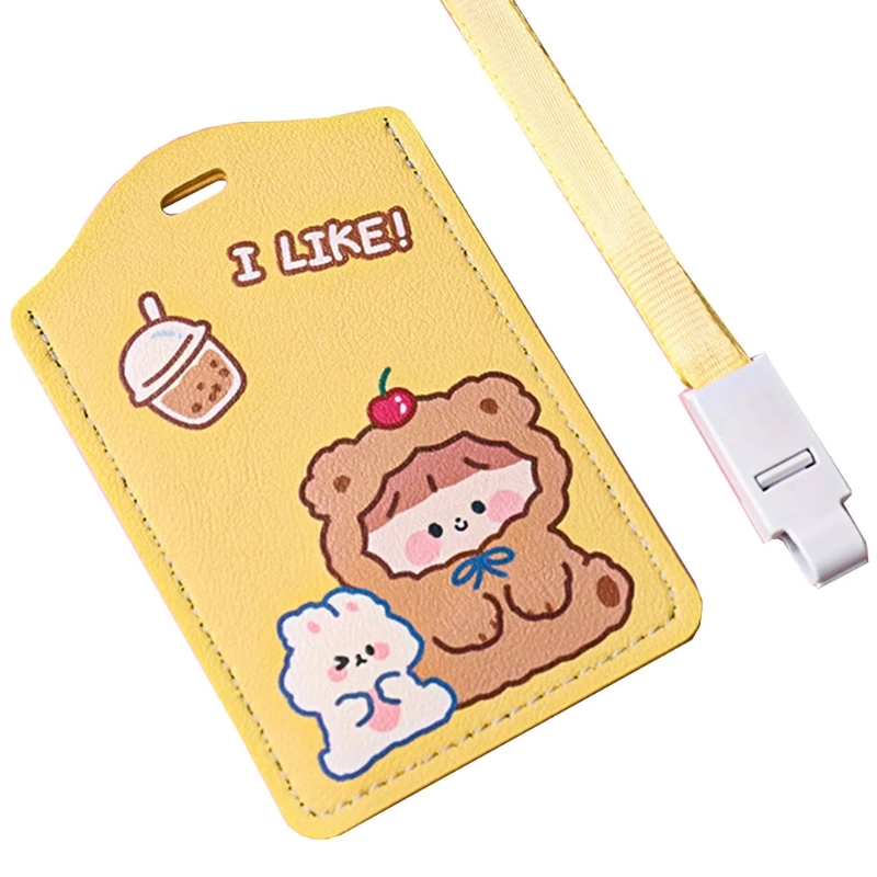 Credit Card Badge Holder Cartoon PU Leather Bus Pass for Case Cover Business Cards for Case