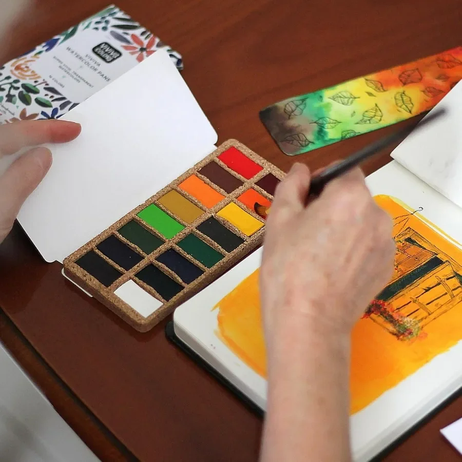 Travel Watercolor Paint Set Original 16 Vibrant and Lightfast Watercolor Paints for Adults Beginners Artists and Hobbyists Hand