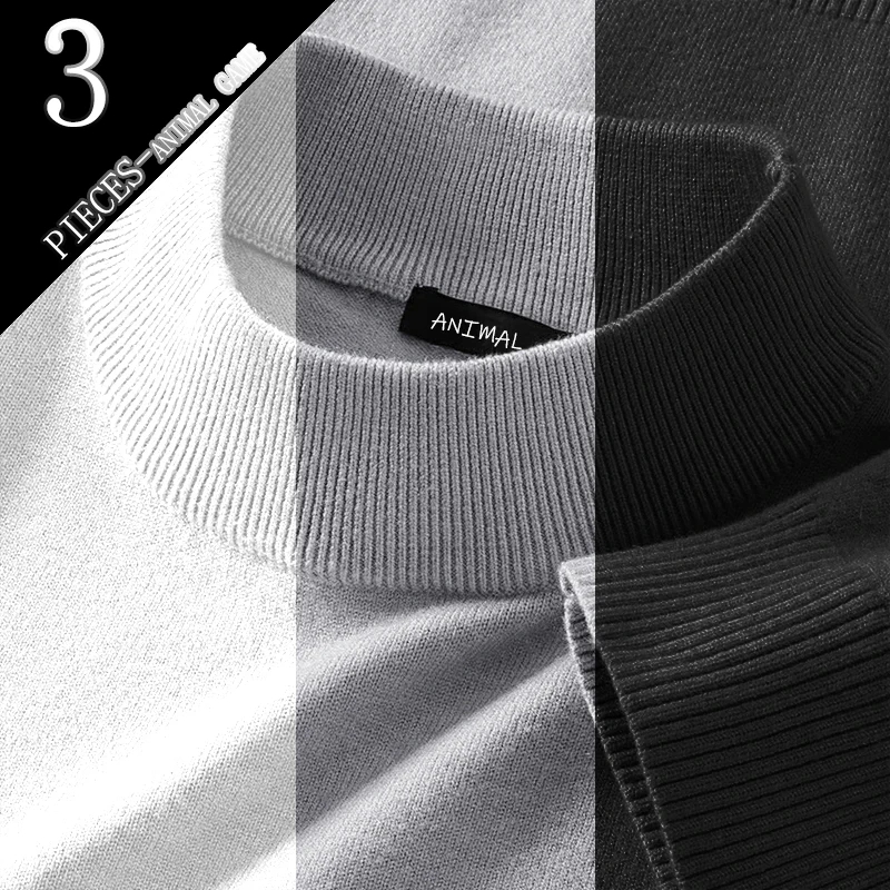 لعبة الحيوان 3 حزمة رجل وهمية الرقبة سترة غير رسمية نصف الياقة المدورة البلوفرات البلوزات تريكو الرجال بلوزة باردة الربيع أبلى
