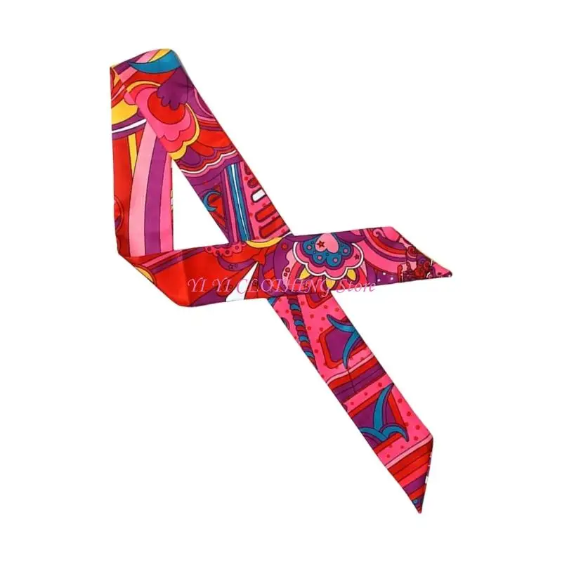 N5KF Skinny Scarf For Women Neckerchief Vibrant Color Neck Wrap for Women