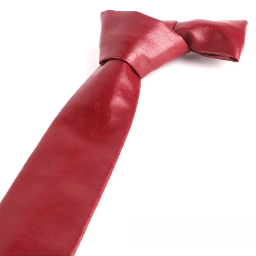 남자를위한 새로운 PU 가죽 넥타이 캐주얼 PU 넥타이 결혼식 비즈니스 정장 넥타이를위한 패션 솔리드 남성 넥타이