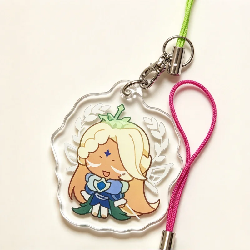 Cute Cookie Run Kingdom Phone Charm Acrylic Keychain White Lily Pastry Magic Flour Mobile Lanyard Kawaii Game Anime Accessories