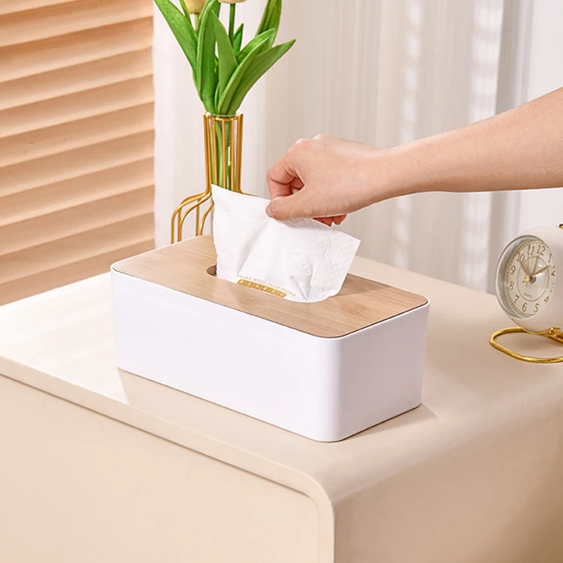 Küchentuchbox aus Kunststoff, abnehmbar, rechteckig, minimal gestaltete Papierbox für Haushalt, Esstisch, Wohnzimmer, Badezimmer, TMZ – Detail 7