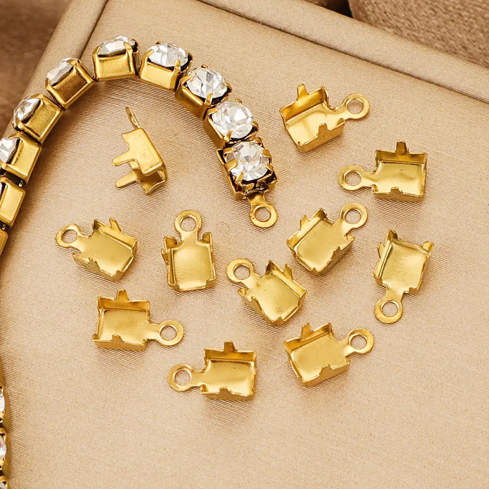 

50pcs Stainless Steel Crystal Chain Clasps Electroplated 18k Gold for DIY Necklace Bracelet Jewelry Making Accessories Materials