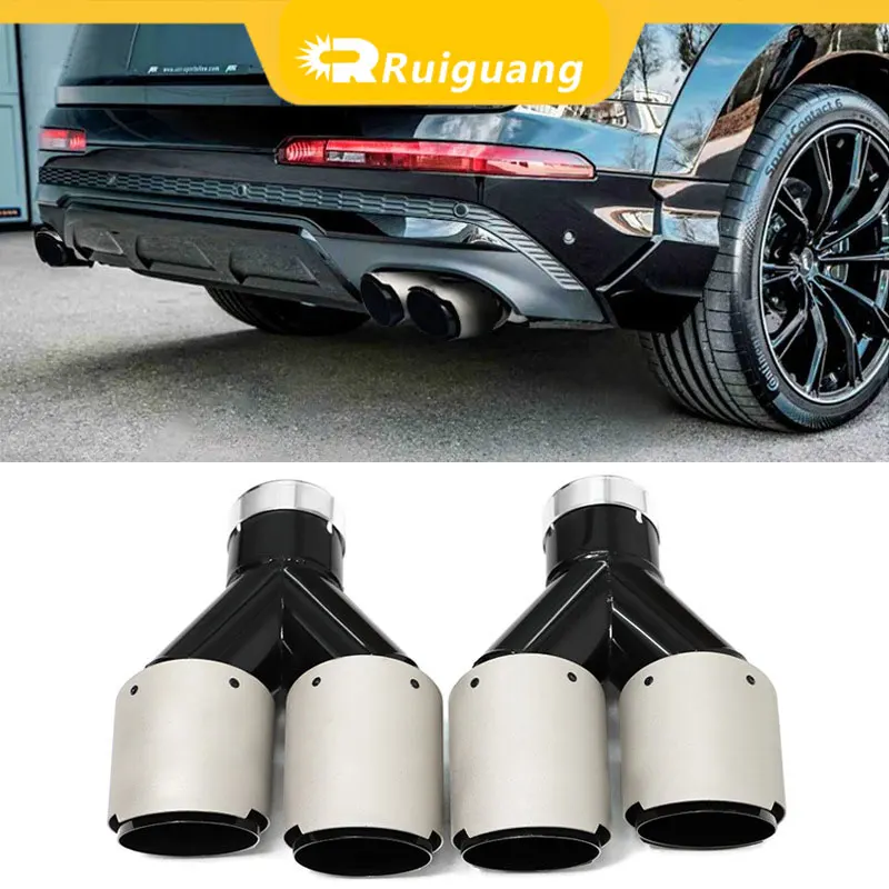 1PC Y Shape Double PERFORMANCE Black Stainless Steel Hollow AK Pattern Car Exhaust Tail Pipe Universal Muffler Modify Nozzle