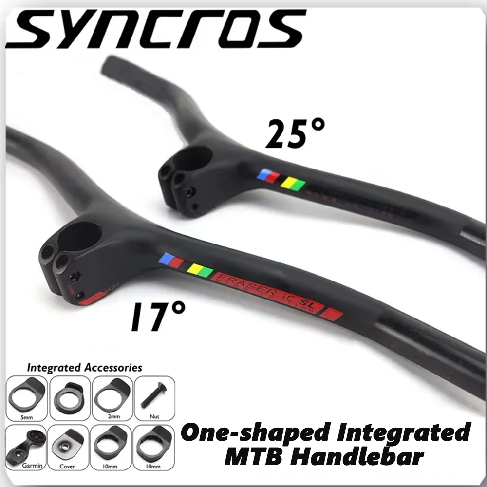 

Syncros MTB Bicycle Integrated Carbon Fiber Handlebar With Stem FRASER IC SL -8/-17/-25 Degree 60*740mm Mountain Bike Parts