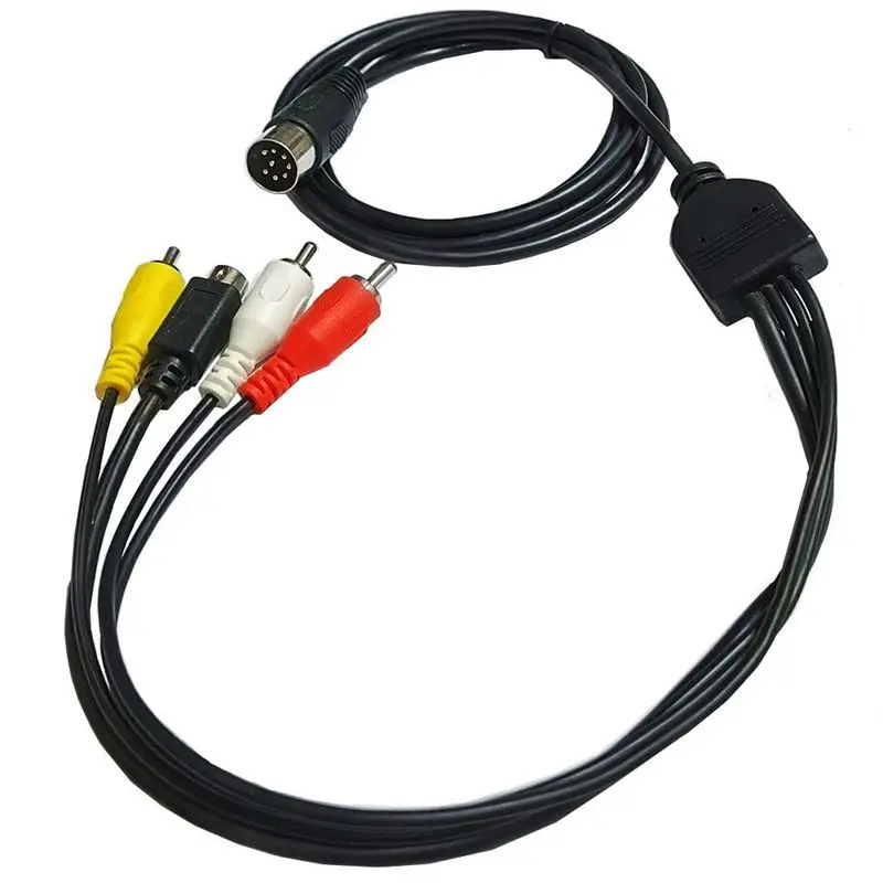 1/4 Large 8-Core DIN 8Pin Male to Mini DIN 4Pin (S-Video)+3RCA Male Lotus Old-Fashioned Audio And Video Cable 1.5m