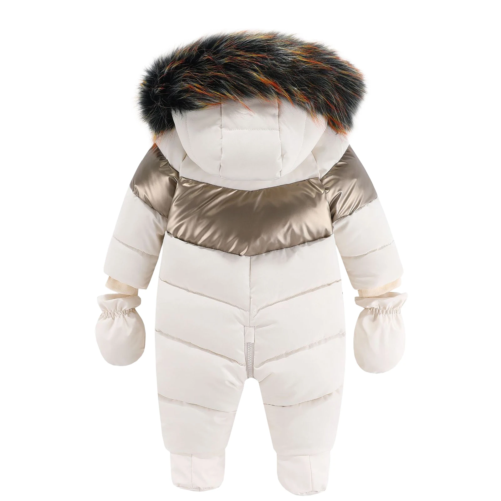 Baby Snowsuit,Spliced Fur Hoodie Boys Skiing Wear,One-Piece Girls Warm Romper,Toddler Children's Outfit,Winter Windproof Overall