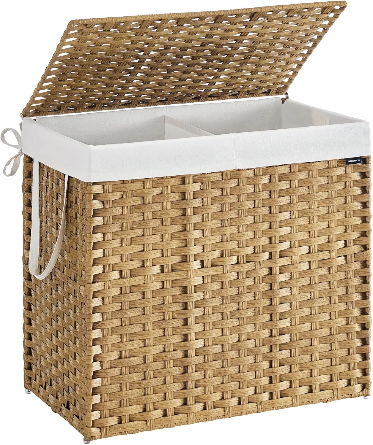 

Foldable Laundry Hamper with Lid, 42.3 Gallon Storage Basket, Removable Liner, Waterproof Rattan Design for Home