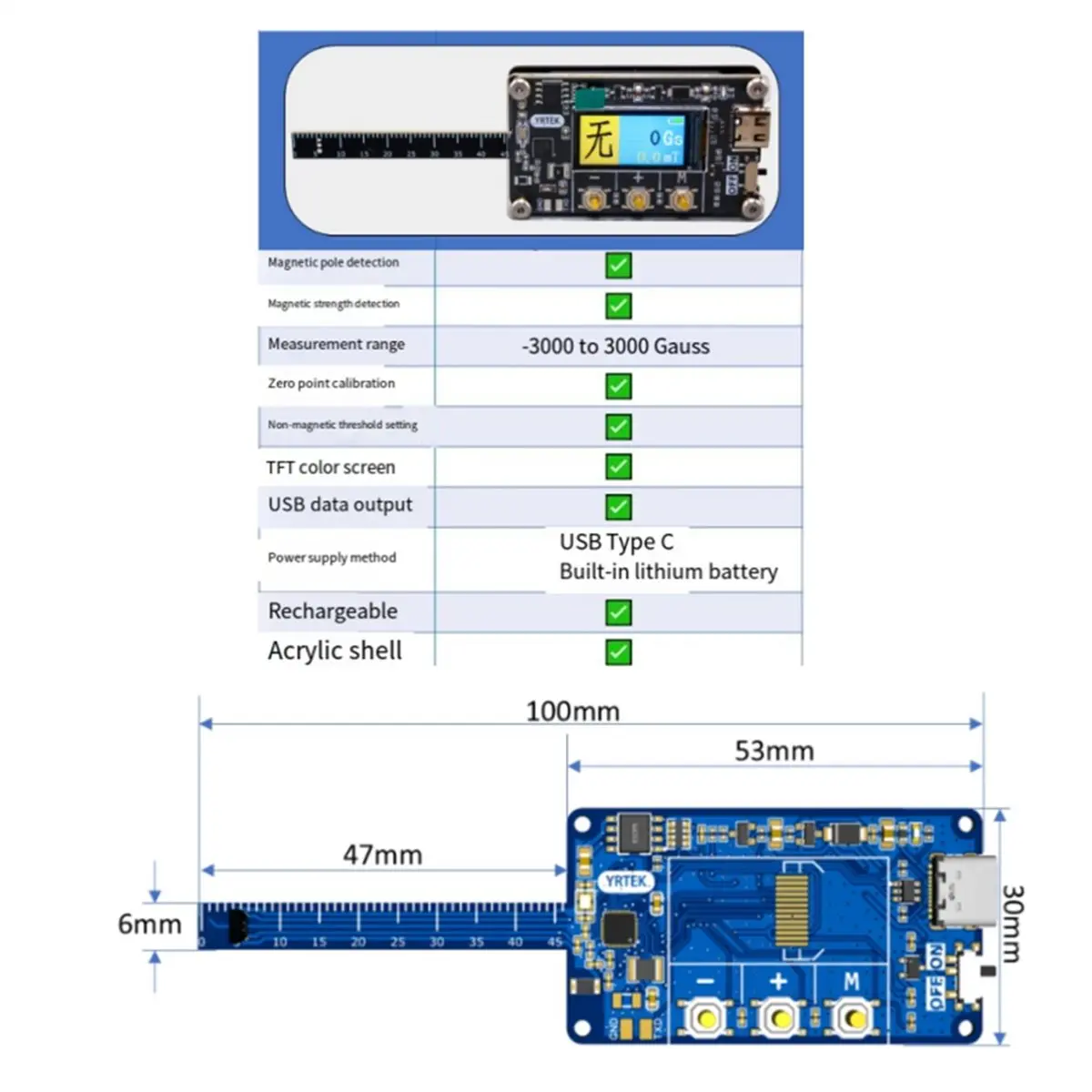 update. Magnetic Field Intensity Detection Module,Magnet Polarity Detection, Simple Gaussmeter Detector, with LCD Display Screen