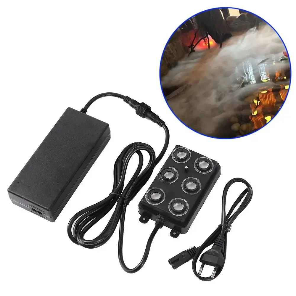 6 Head Ultrasonic Misting Maker Landscaping Atomizer Air Humidifier for Garden Pond Fish Tank Fogger Decoration