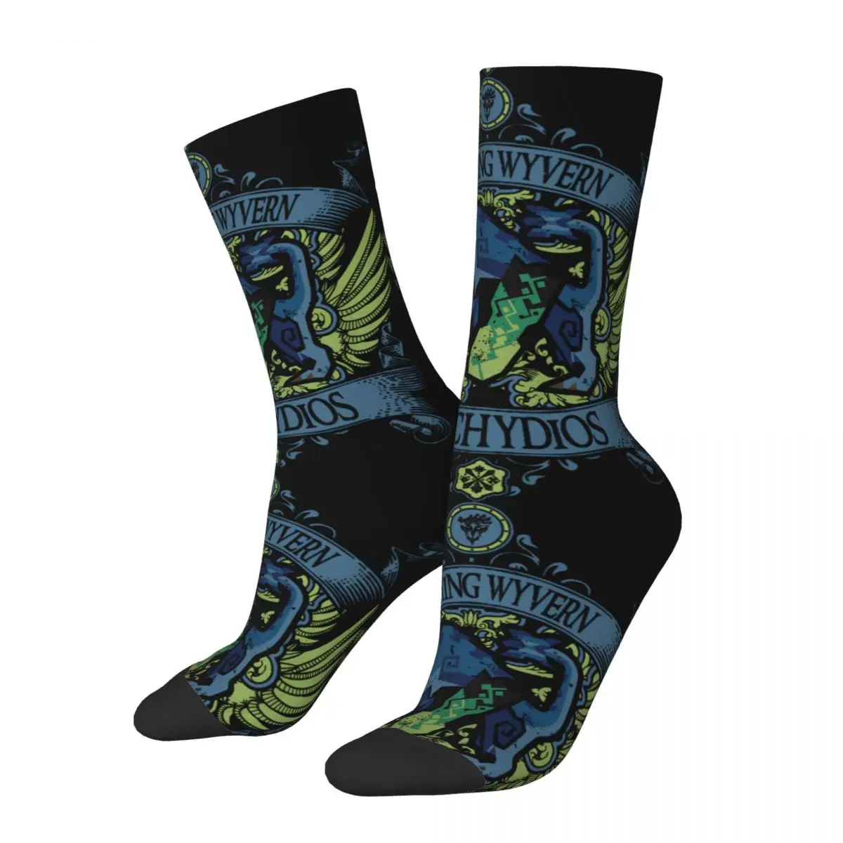 Happy Funny Men's compression Socks BRACHYDIOS Retro Harajuku Monster Hunter Fantasy-themed Action Role-playing Games Crew Sock