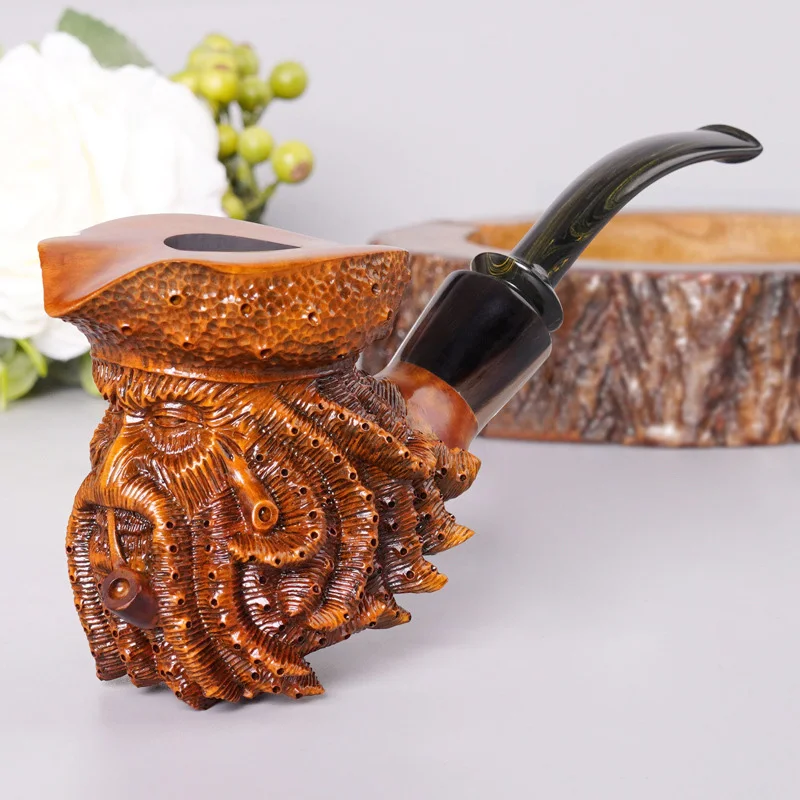 High Quality Handmade Stone Wooden Pipe Smoking Carving Creative Pipe Octopus Shape With Cumberland Drip