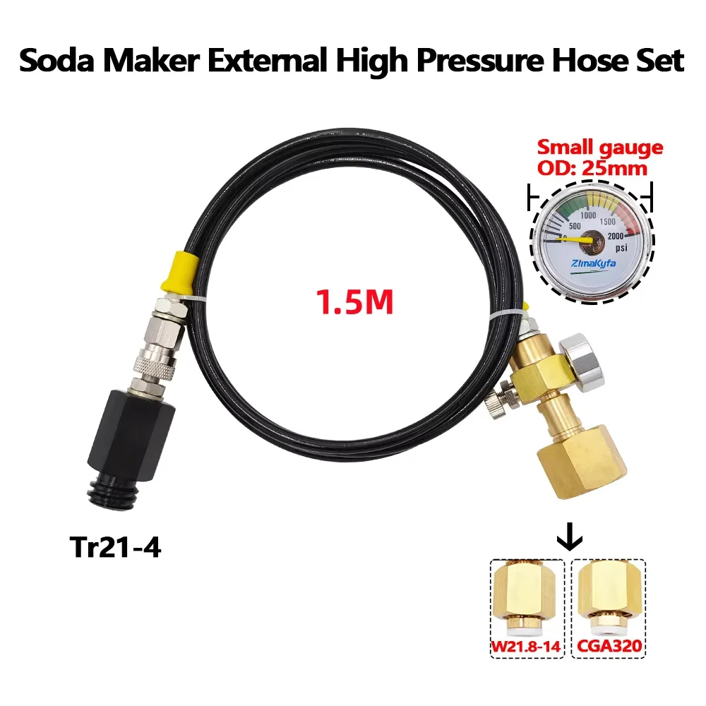 

Soda Water External High Pressure Hose Kit for Sodastream Homebrew CO2 Carbon Dioxide Tank,Tr21-4 to W21.8-14 CGA320