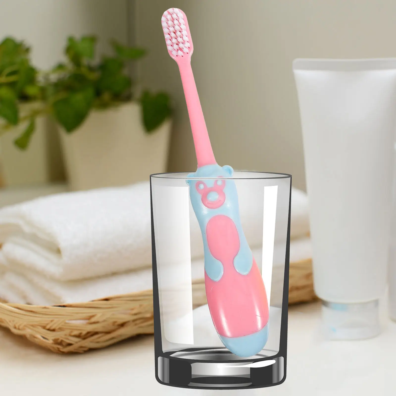 

6Pcs Children Toothbrush Cartoon Pattern Ultra Fine Bristles Ergonomic Grip Suction Base Effective Plaque Removal Baby Oral Care