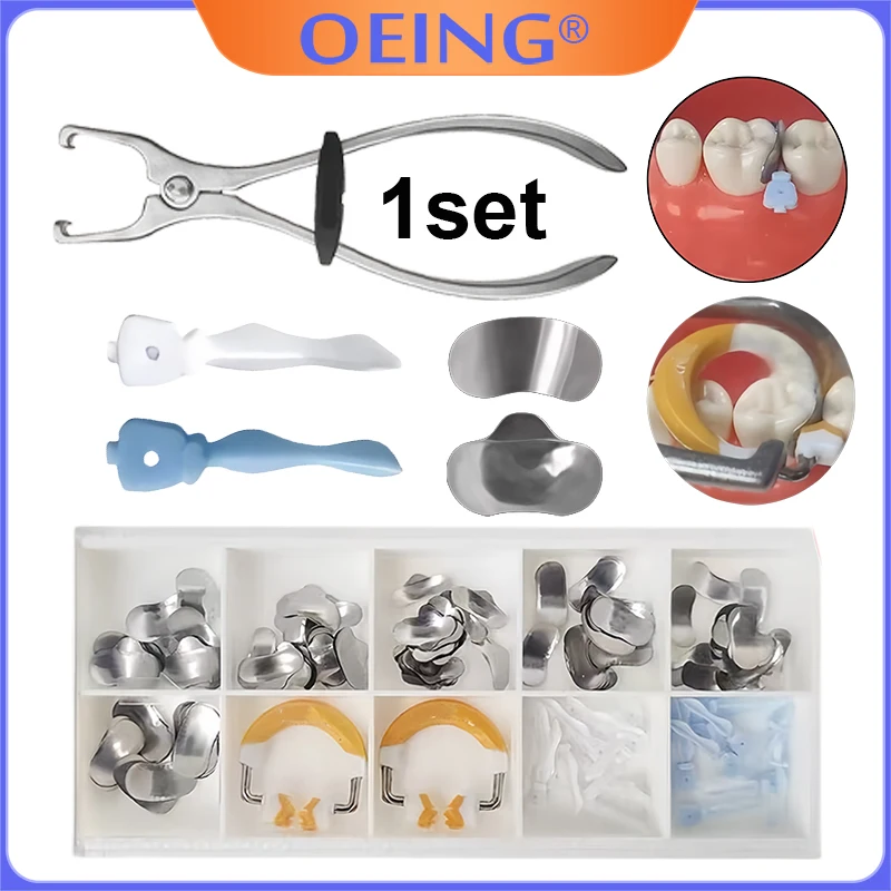 1Set Dental Bean-Shaped Molding Sheets, Stainless Steel Dental Wedges, Automatic Molding Sheets for Dental Fillings