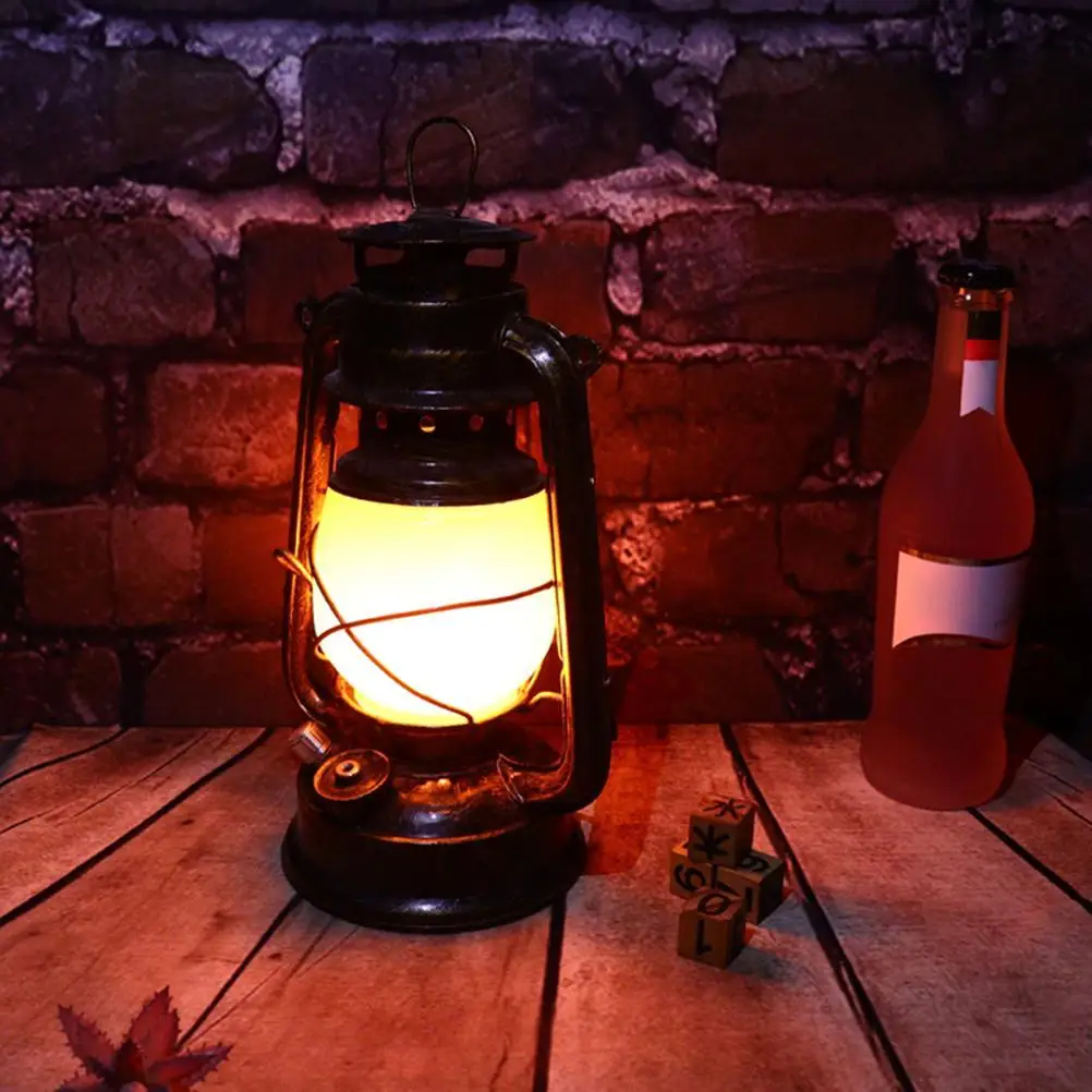 

Vintage Hurricane Lantern Rechargeable and Battery Powered Metal Hanging Lantern with Dimmer Switch for Indoor Or Outdoor