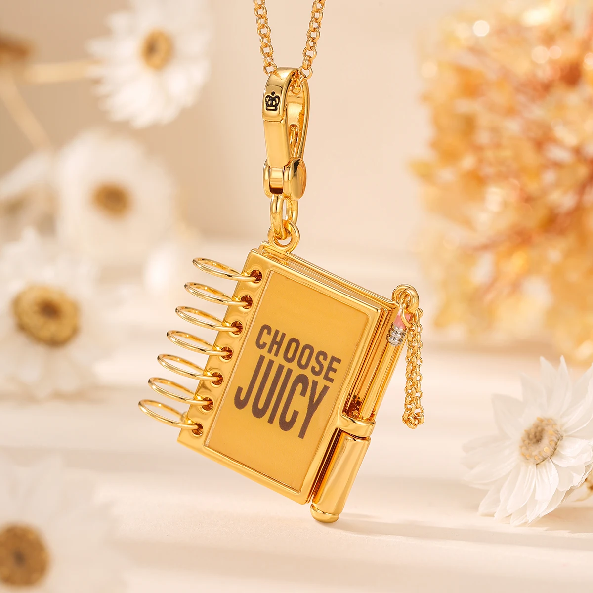1Pc Exquisite Luxury Letter Printing Notebook Pendant,Can Be Opened High-end Sweater Decorative Accessories Necklace,X-mas Gift