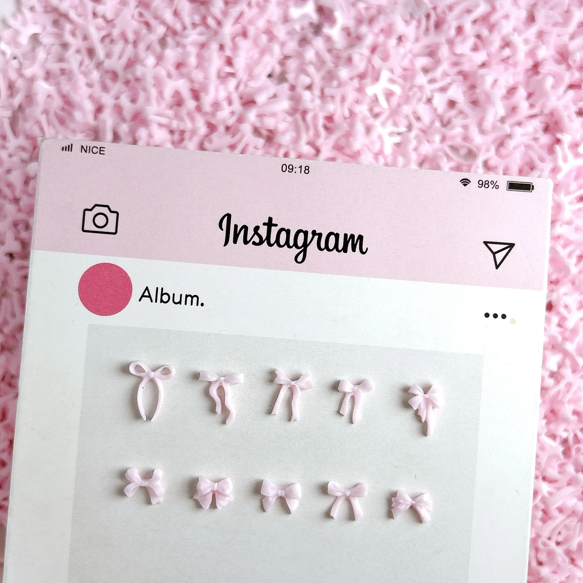 30PCS หลายสไตล์สีชมพู Series Bows เรซิ่นเล็บ Charms 3D Minimalist Creative ริบบิ้น Bowknots TIES ตกแต่งเล็บสําหรับ DIY