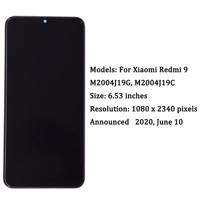 Per Xiaomi Redmi 9 LCD Touch Screen Digitizer Panel per M2004J19G M2004J19C Display sostituzione assemblaggio parti del telefono