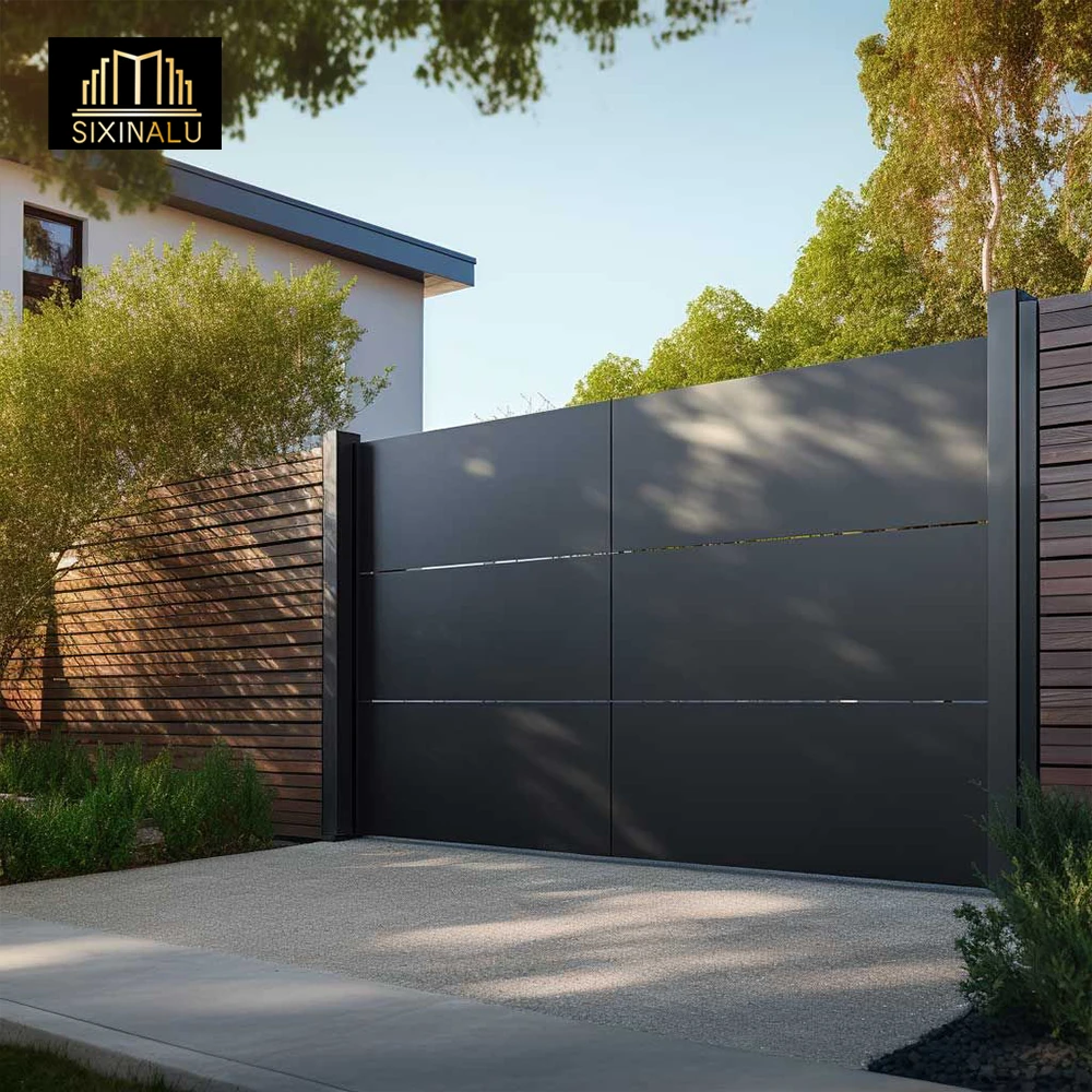 

SIXINALU Gates Casement Sliding Door Main Garden Fence Entrance Exterior Patio Back Side Aluminum Doors Home Decor Custom Panel