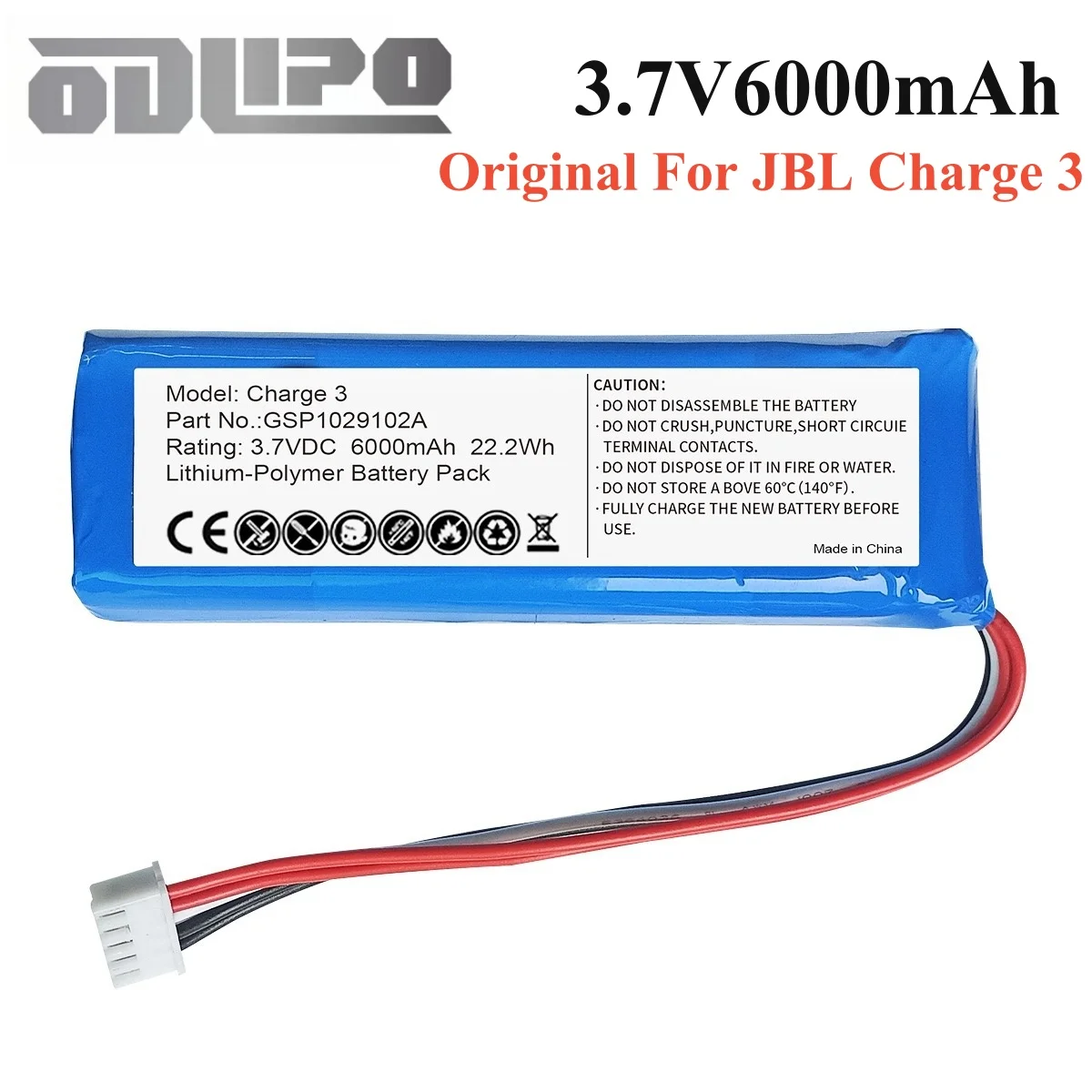 

Original 6000mah Battery for JBL Charge 3 Charge3 GSP1029102A Batteria