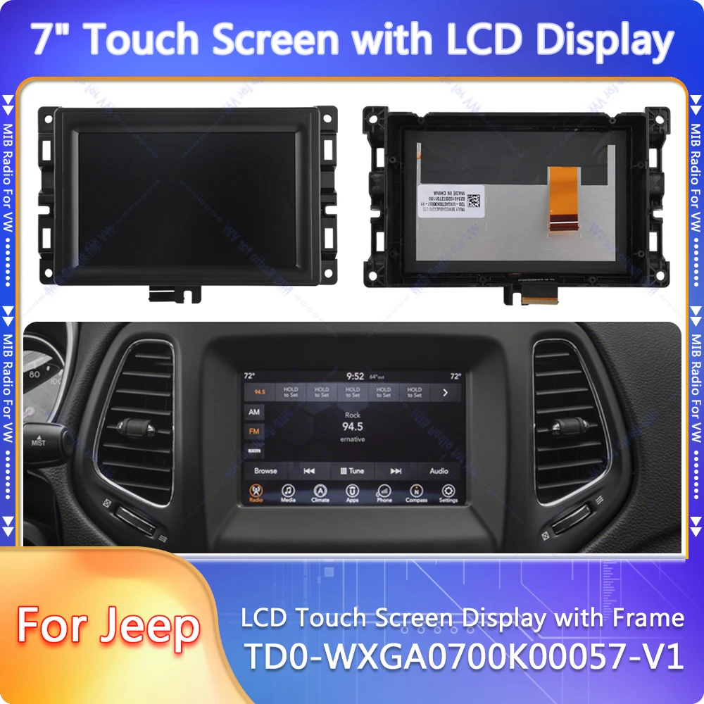 7 inch 50 Pins Car Radio LCD Display Touch Screen With Frame for Jeep Compass TDO-WXGA0700K00057-V1 TDO-WXGA0700K00033-V2