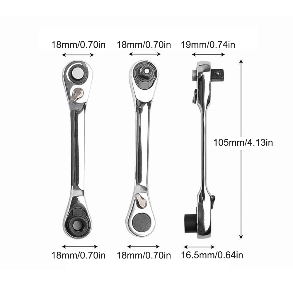 Mini Double Headed Ratchet Wrench 1/4 Inch Drive Socket and Screwdriver Bit Driver Quick Release Ratchet Wrench