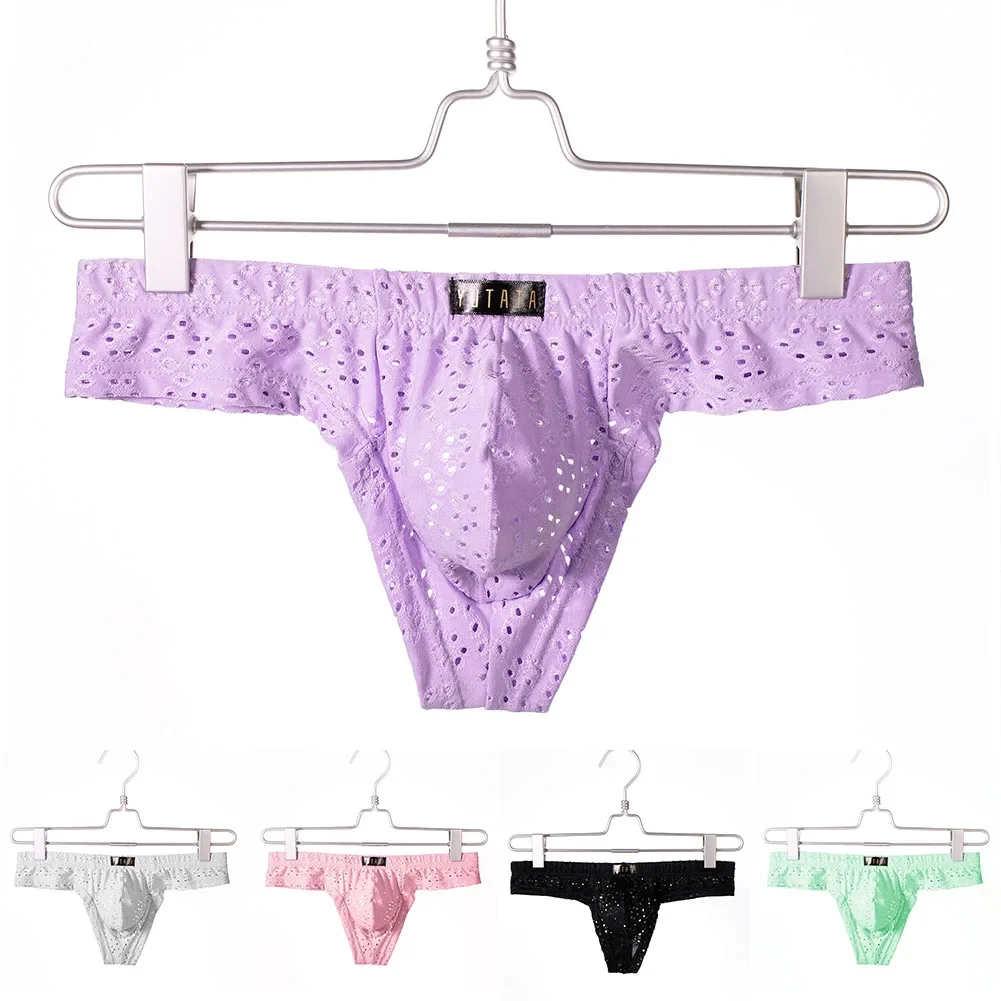 

Mens Sexy Lace Sheer Breathable Low Waist Pouch Briefs Underwear Sexy U Bulge Pouch Underpants Cueca