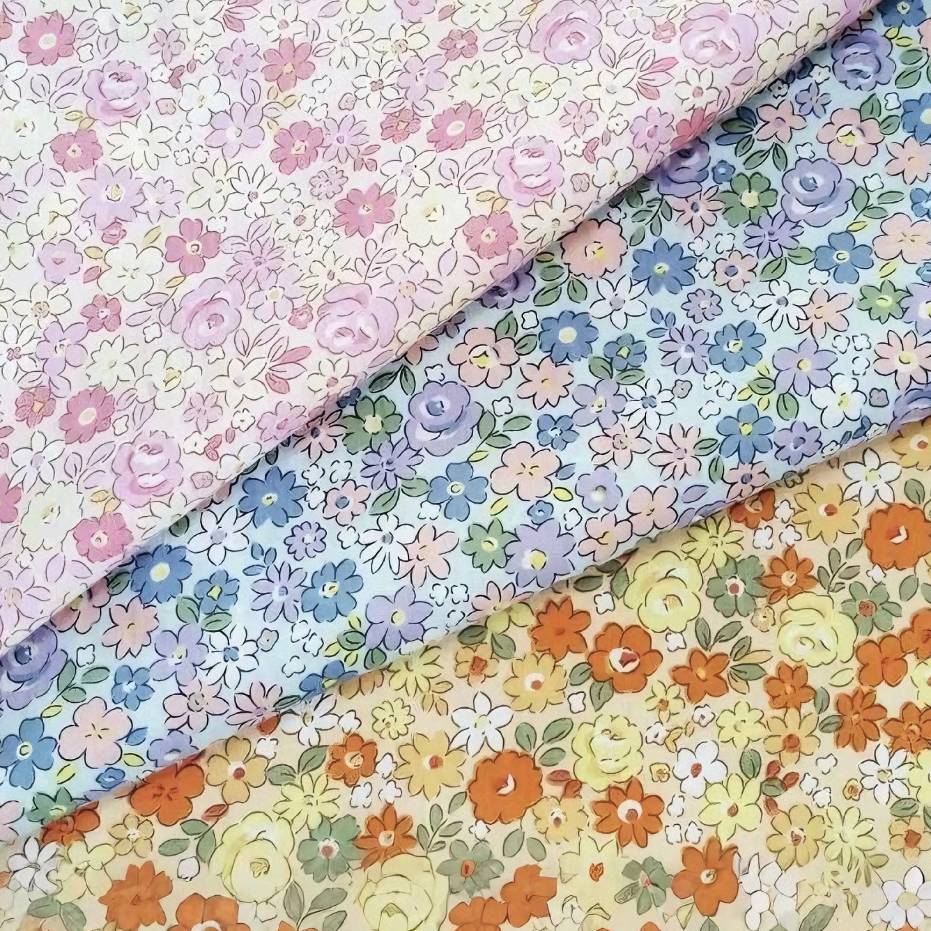 Charming 100% Cotton Fabric with Dainty Multicolored Floral Prints. Ideal for Sewing Feminine Dresses, Blouses and Accessories