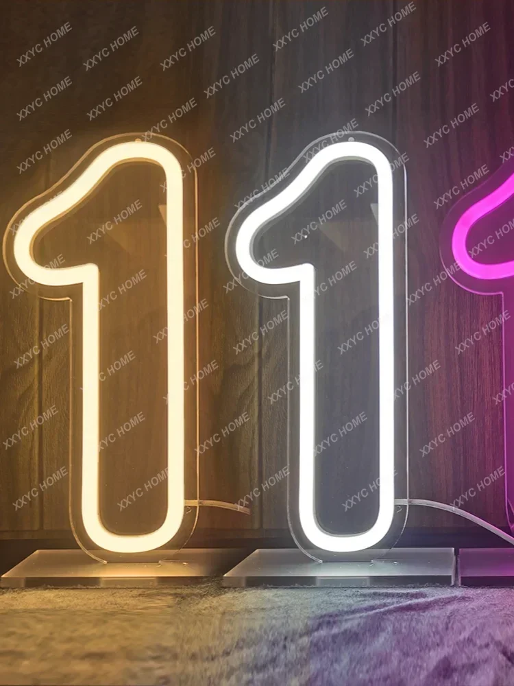 LED Neon Sign Light para Baby Birthday Party, Número 1, Wall Art, Design, Sinal personalizado, 5V, USB com base, 38cm