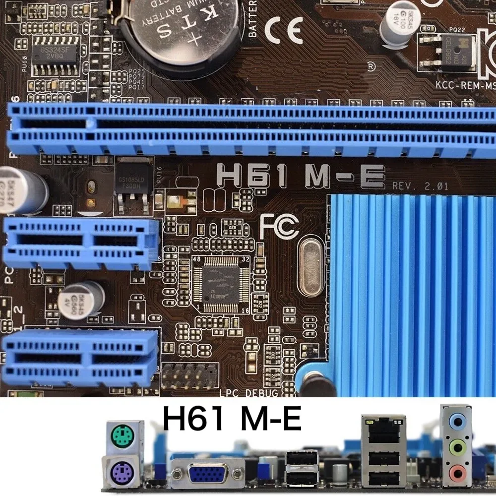 For ASUS H61M-E Desktop Motherboard H61 VGA USB2.0 LGA 1155 DDR3 Mainboard 100% Tested OK Fully Work Free Shipping