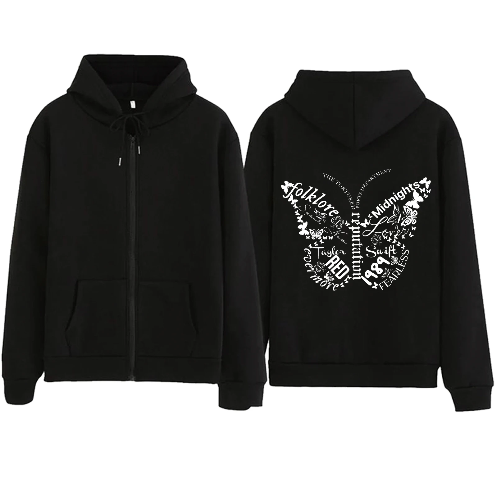 

1989 Butterfly Red Reputation TTPD Zipper Hoodie Harajuku Pullover Tops Sweatshirt Streetwear Fans Gift