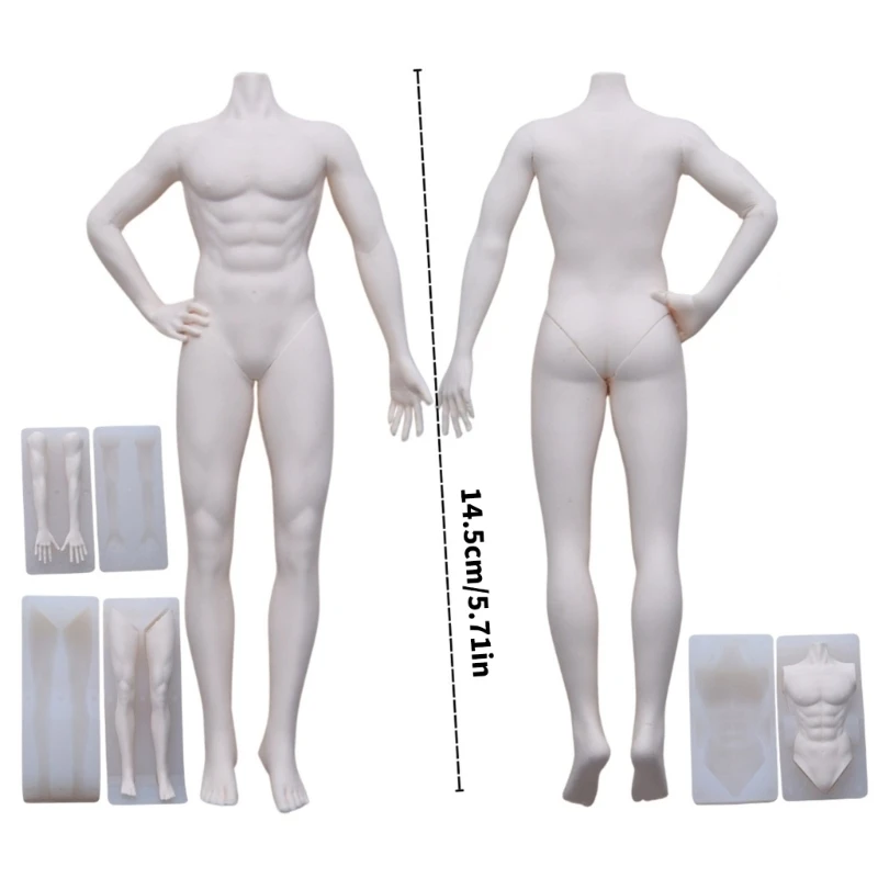 HXBF Super Light Silicone Male Body Mould For Handmade Miniature Figure Sculpture And Clay Art Creation
