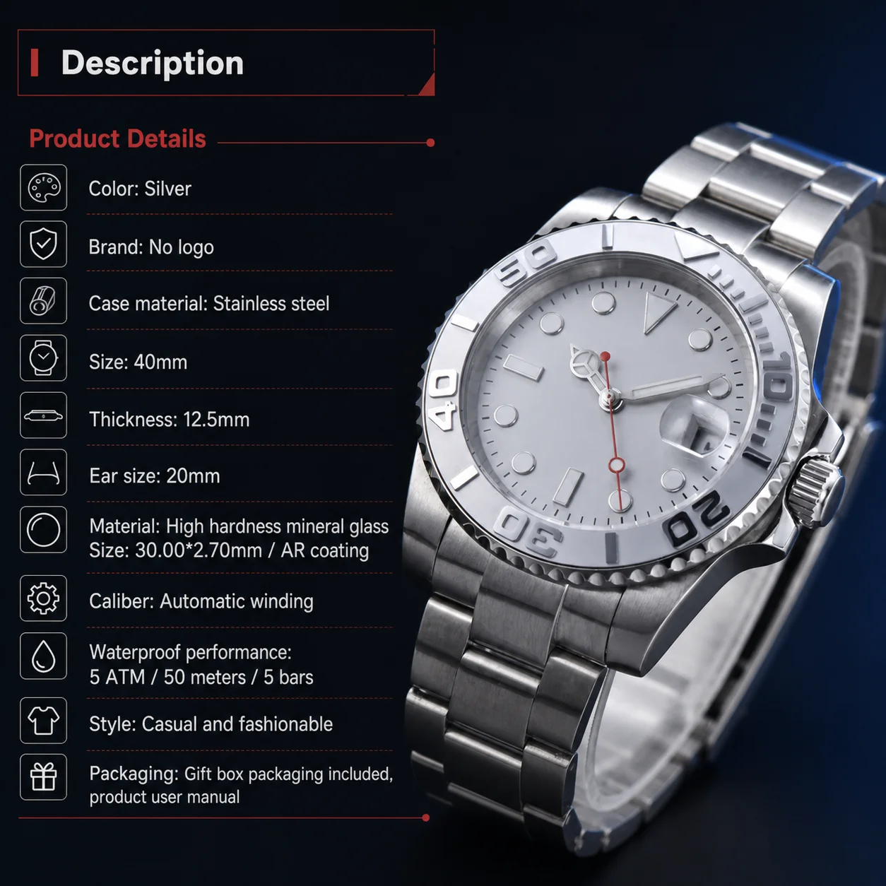 Rolex Watch Datejust - Mens Automatic Mechanical Watch Gift Option