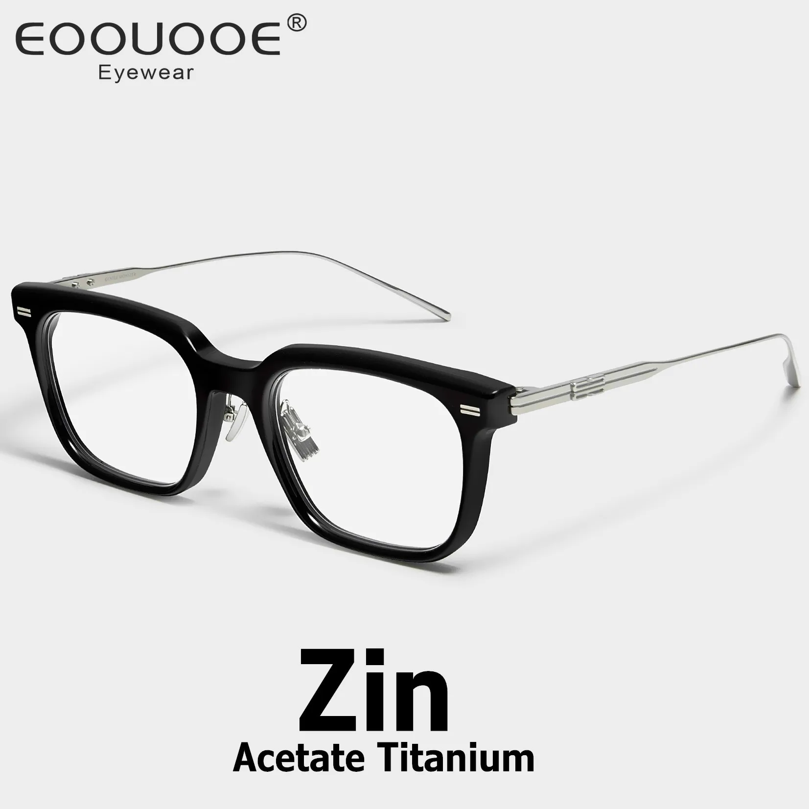 Zin Eyeglasses Titanium Acetate Square Glasses Frames for Men's 2024 Trend Vintage Blue Light Lense Reading Eyewear for Computer