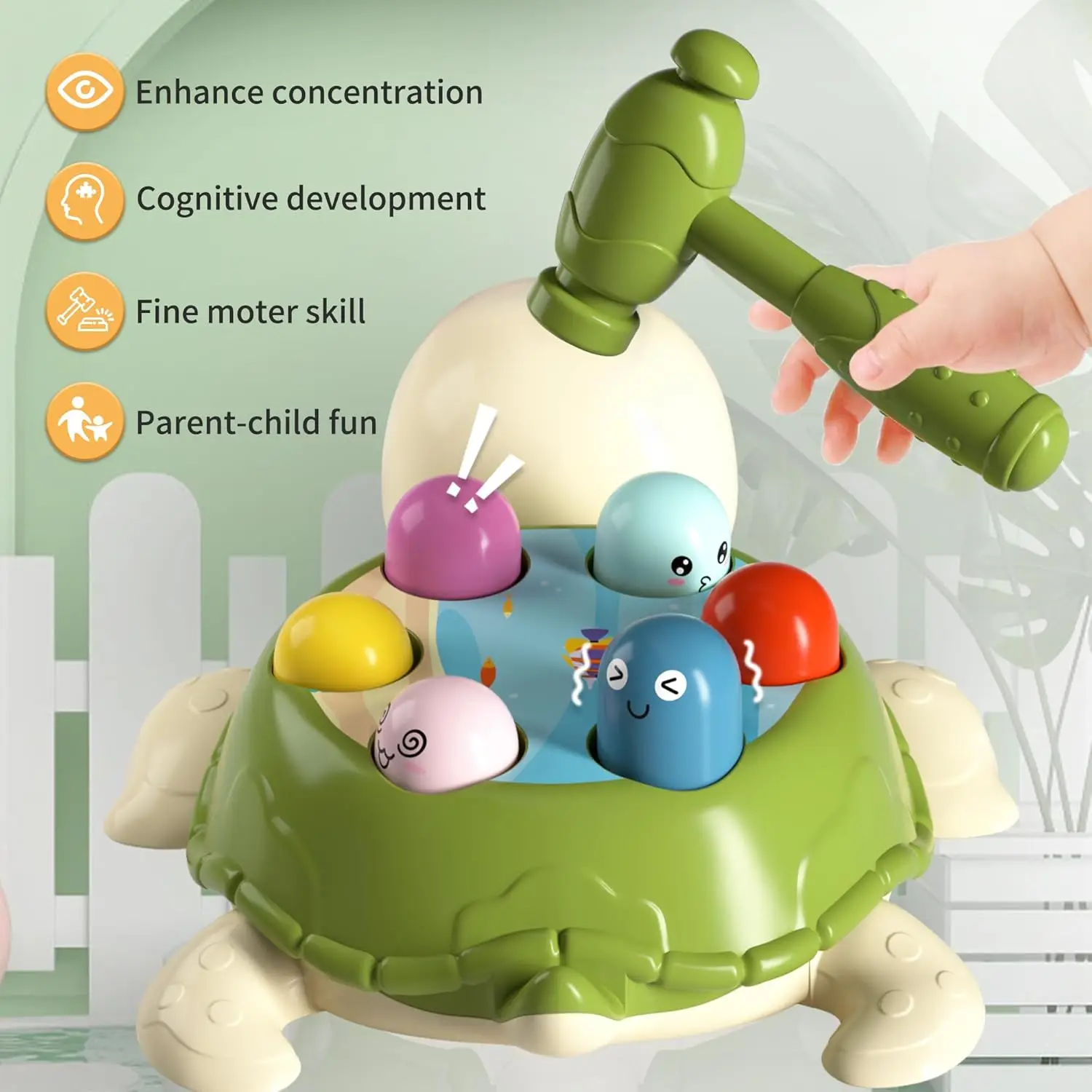 2個/1個のインタラクティブタートルハンマートイ、教育用のカラフルな形の分類ゲーム、耐久性のある他の素材構造、適切なF