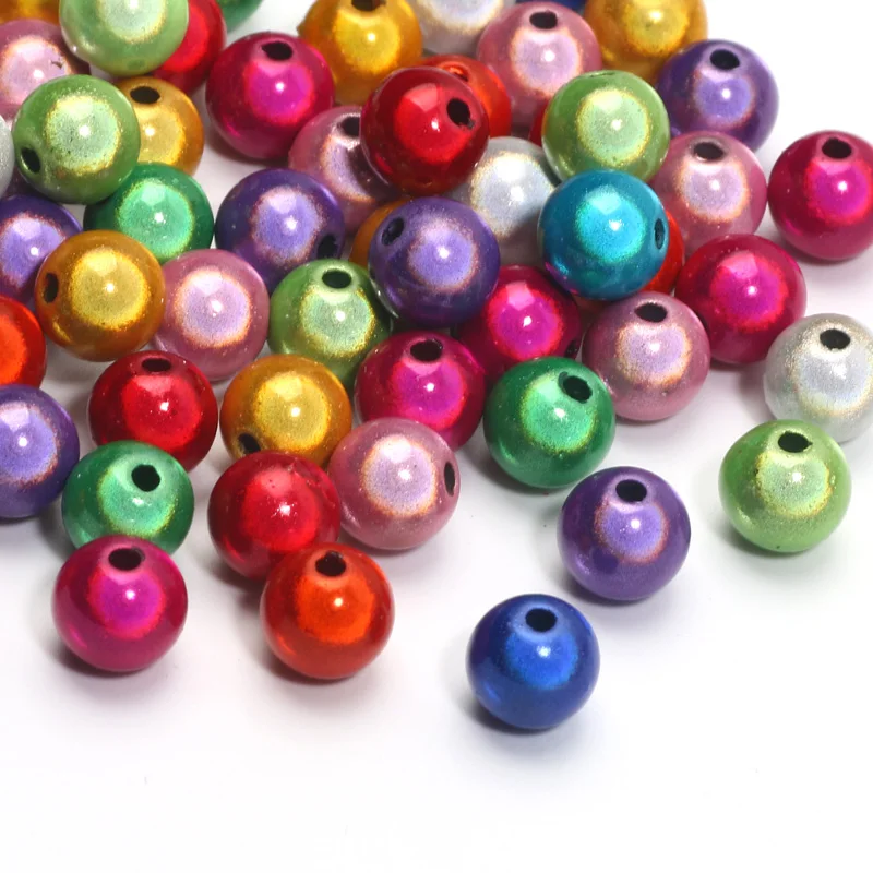 6/8/10/12mm Acrylic Beads Necklace 3D Miracle Shining Dream Acrylic Round Balls Spacer Beads For Jewelry Making DIY Accessories